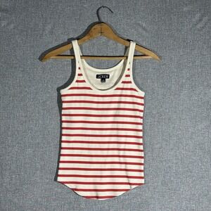 J Crew Red & White Striped Tank Top with Built In Bra XS